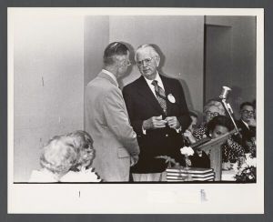 Commencement, 1970s - Two speakers at the podium