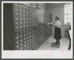 Library - Marion Taylor checking card catalog