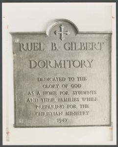 Residence halls - Plaque at Gilbert hall