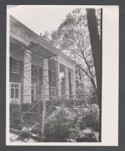 Campus construction, 1940s-1960s - Repairs to facade of fraternity house