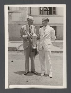 Presentation of awards - S. R. Bridges and Ralph Bridges with McCord Participation Trophy