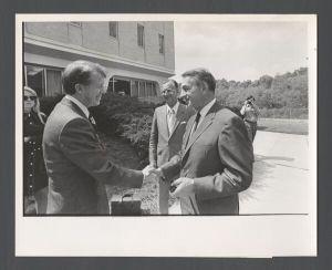 Faculty and staff, groups - Emory President Sanford Atwood meeting with Georgia Governor Jimmy Carter