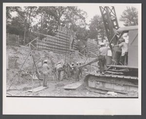 Campus construction, 1940s-1960s - Crane operator