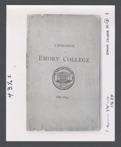 Library Special Collections - Catalog for Emory College cover for 1891-1892