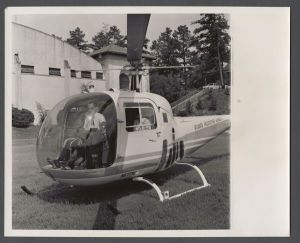 Aerial campus photographs - Helicopter pilot and passenger
