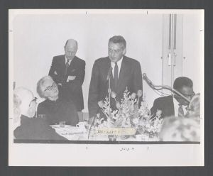 Faculty and staff, groups - Emory President Sanford Atwood at head table speaking to a group