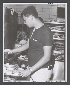 Freshman camp - Student getting food from cafeteria