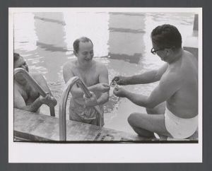 Faculty and staff, unidentified individuals - Men in swimming pool