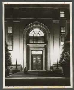 Library - Exterior view of Candler library at night