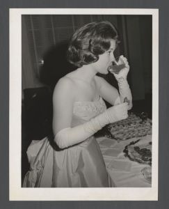 Miss Emory, 1940s-1960s - Miss Emory contestant eating and drinking at a party