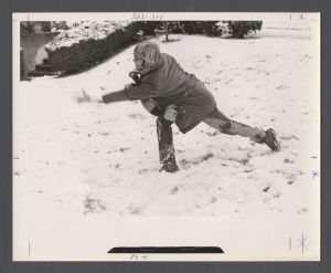 Students, groups, 1970s - Student playing in snow