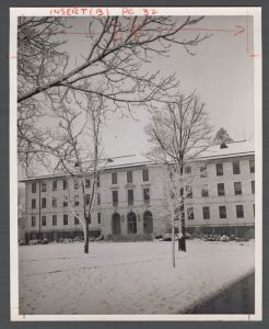 Unusual weather on campus - Administration building in snow