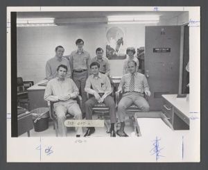 Students, groups, 1970s - Group portrait in the Journal of Public Law staff room