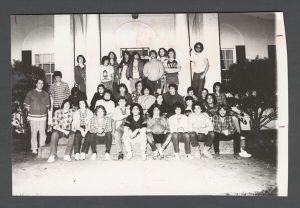 Fraternity Candidates - Group portrait of students outside of fraternity house