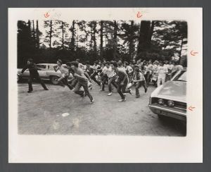 Fraternities and sororities, Greek Week - Group of students running during rush week