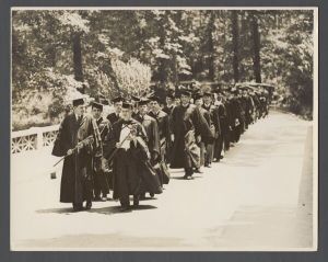 Commencement, pre-1940 - Graduation procession led by Rev. Guy and Quagle