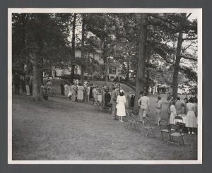 Faculty and staff, groups - Lawn party for students and staff at president's residence