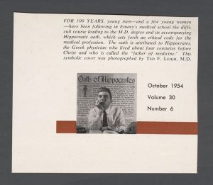 Medical School centennial celebration, October 1954 - Medical student with Hippocratic oath
