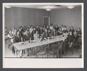 Students, groups, 1970s - Women's law group eating