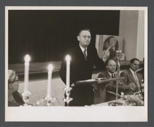 Department of Teacher Education - J. M Stinnett speaking during Teacher Education Day