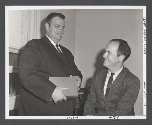 Faculty and staff, groups - Glenn Pelham, Director of Student Activities and former Georgia State Senator, handing off his old post of leading student activities of the Alumni Memorial Building and the Student Center Board, to W. W. Dub Leake