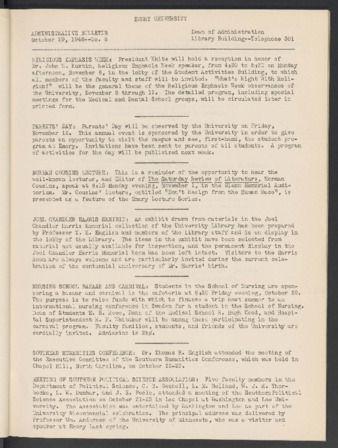 Administrative Bulletin, 1948-10-29