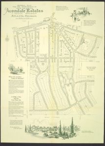 General Plan for the Development of Units 1 and 2, real estate map of units 1 and 2 of Avondale Estates, Atlanta, Dekalb County, Georgia
