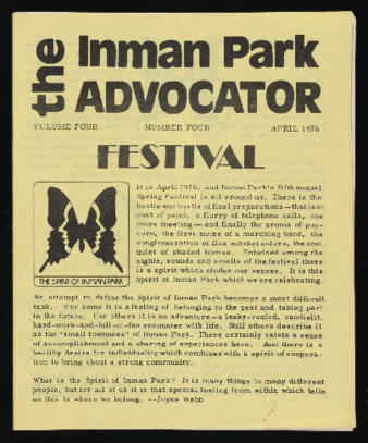 Inman Park Advocator (Atlanta, Georgia), April 1976