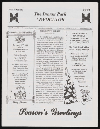 Inman Park Neighborhood Association records, December 2000