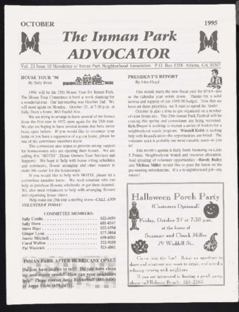 Inman Park Advocator (Atlanta, Georgia), October 1995