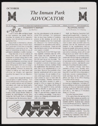 Inman Park Neighborhood Association records, October 2000