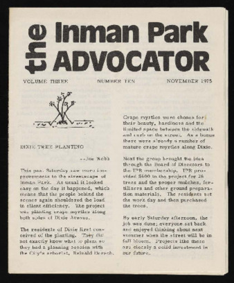 Inman Park Advocator (Atlanta, Georgia), November 1975