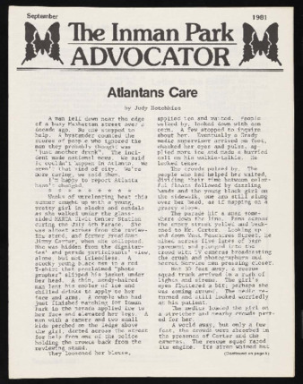 Inman Park Advocator (Atlanta, Georgia), September 1981