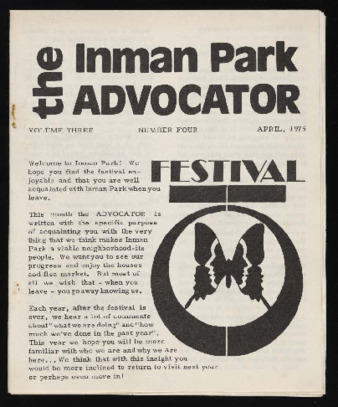 Inman Park Advocator (Atlanta, Georgia), April 1975