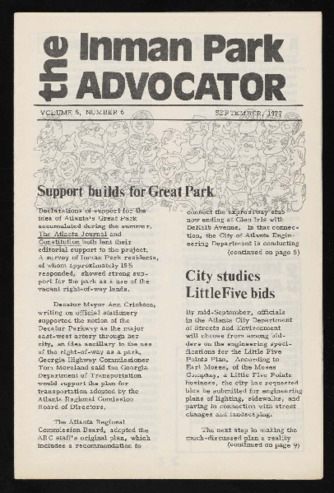 Inman Park Advocator (Atlanta, Georgia), September 1977