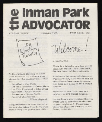 Inman Park Advocator (Atlanta, Georgia), February 1975