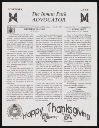 Inman Park Neighborhood Association records, November 2000