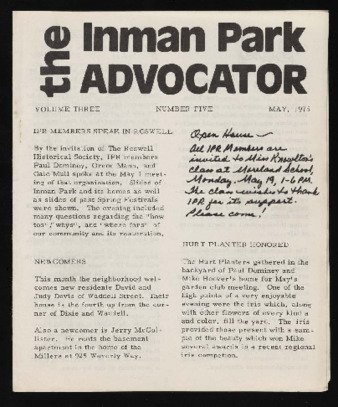 Inman Park Advocator (Atlanta, Georgia), May 1975
