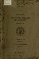 Bulletin of the Junior College of Augusta 1930-1931