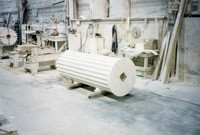 View of marble column in process for Allen Memorial Medical Library, Cleveland, Ohio
