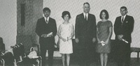 Dr. Horace Sturgis and graduates at first commencement ceremony, 1967