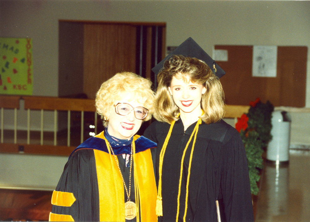 Betty L. Siegel with student at KSU Commencement, circa 1990s