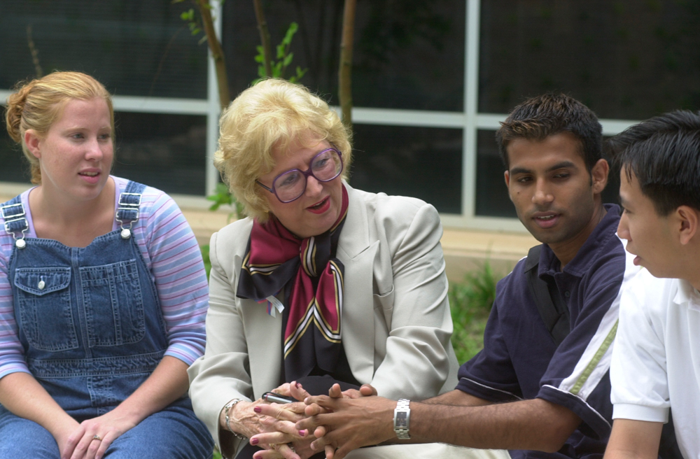 Betty L. Siegel speaking with a group of students, circa 2000s