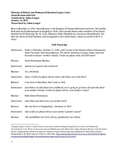 Susan Berman Interview