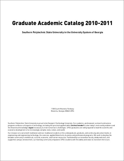 SPSU 2010-2011 Graduate Catalog