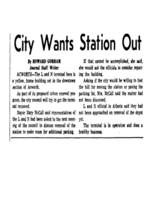 "City Wants Station Out," Depot removal article, 1961