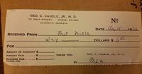 Dr. George Cauble, Jr. receipt, August 15, 1964
