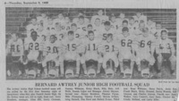 Bernard Awtrey Junior High football team, September 2, 1965