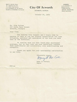 Letter from Mary McCall to Olan McCray, Acworth, Georgia, October 22, 1963