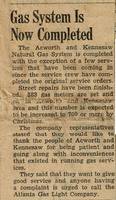 "Gas System is Now Completed," newspaper article in the Acworth Progress, 1957